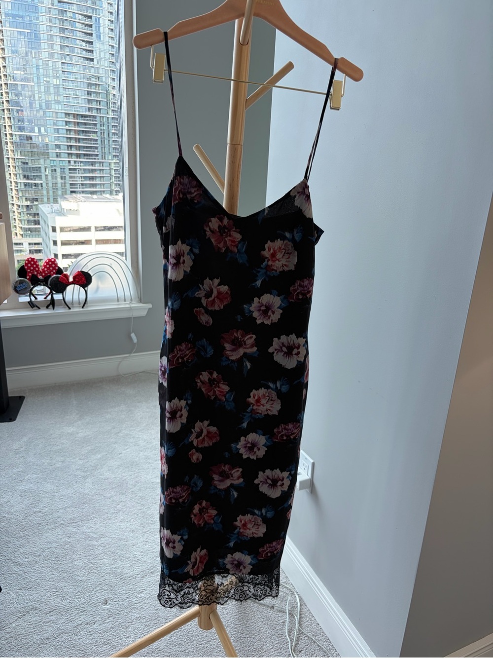 Zara floral black midi dress with lace details